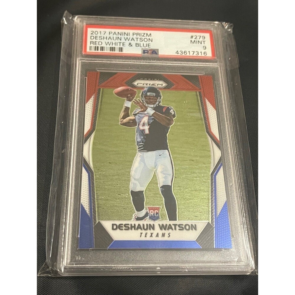 2017 Panini Prizm Red White‎ Blue #279 Deshaun Watson Rookie Card RC PSA 9 Mint
